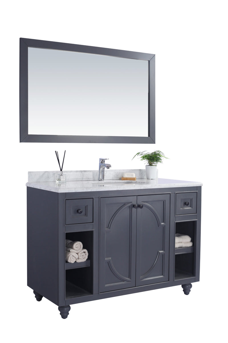 Laviva 313613-48G-WC Odyssey 48" Maple Grey Bathroom Vanity with White Carrara Marble Countertop