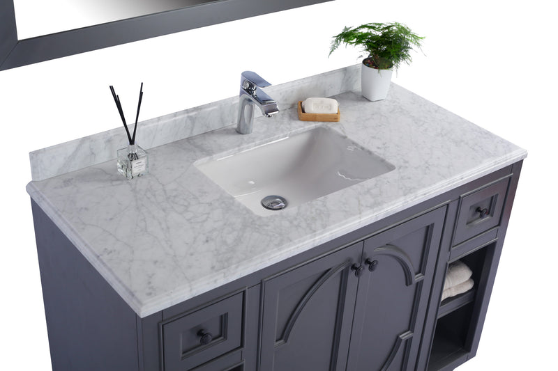 Laviva 313613-48G-WC Odyssey 48" Maple Grey Bathroom Vanity with White Carrara Marble Countertop