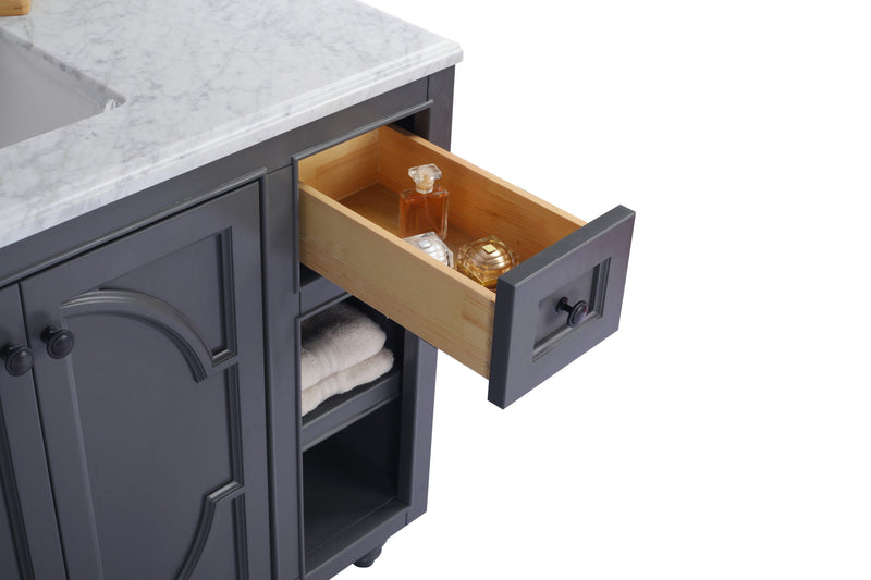 Laviva 313613-48G-WC Odyssey 48" Maple Grey Bathroom Vanity with White Carrara Marble Countertop
