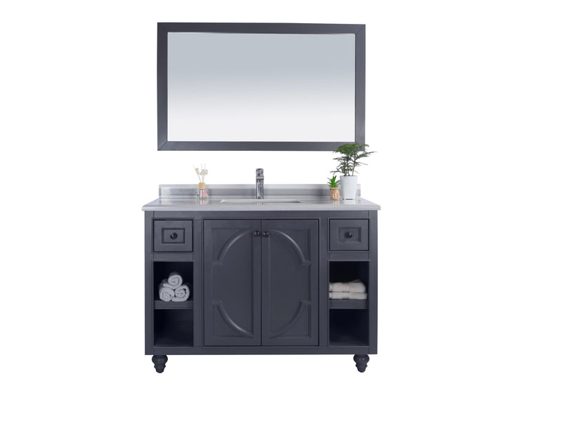 Laviva 313613-48G-WS Odyssey 48" Maple Grey Bathroom Vanity with White Stripes Marble Countertop