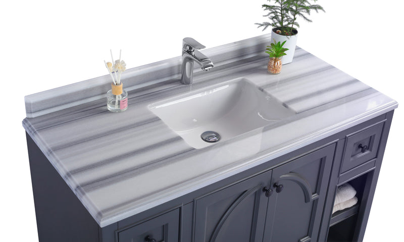 Laviva 313613-48G-WS Odyssey 48" Maple Grey Bathroom Vanity with White Stripes Marble Countertop