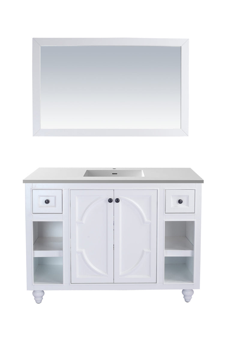 Laviva 313613-48W-MW Odyssey 48" White Bathroom Vanity with Matte White VIVA Stone Solid Surface Countertop