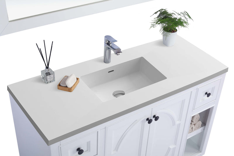 Laviva 313613-48W-MW Odyssey 48" White Bathroom Vanity with Matte White VIVA Stone Solid Surface Countertop