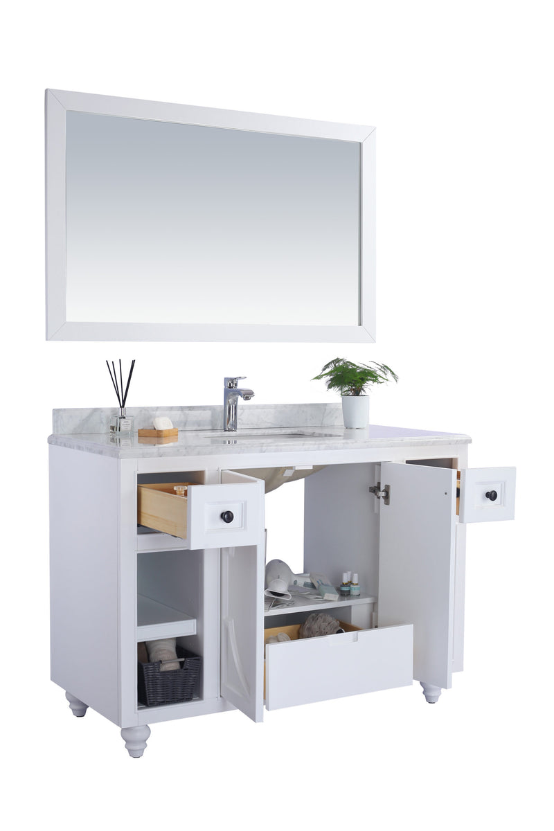 Laviva 313613-48W-MW Odyssey 48" White Bathroom Vanity with Matte White VIVA Stone Solid Surface Countertop
