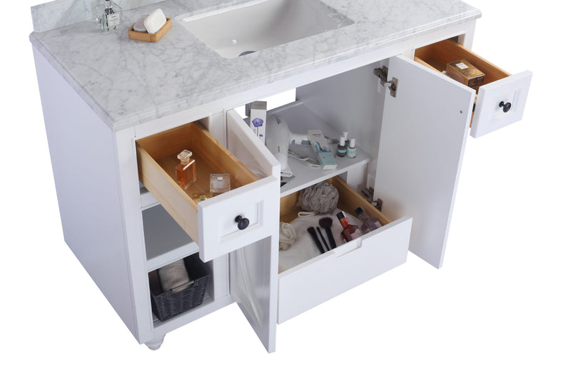 Laviva 313613-48W-MW Odyssey 48" White Bathroom Vanity with Matte White VIVA Stone Solid Surface Countertop
