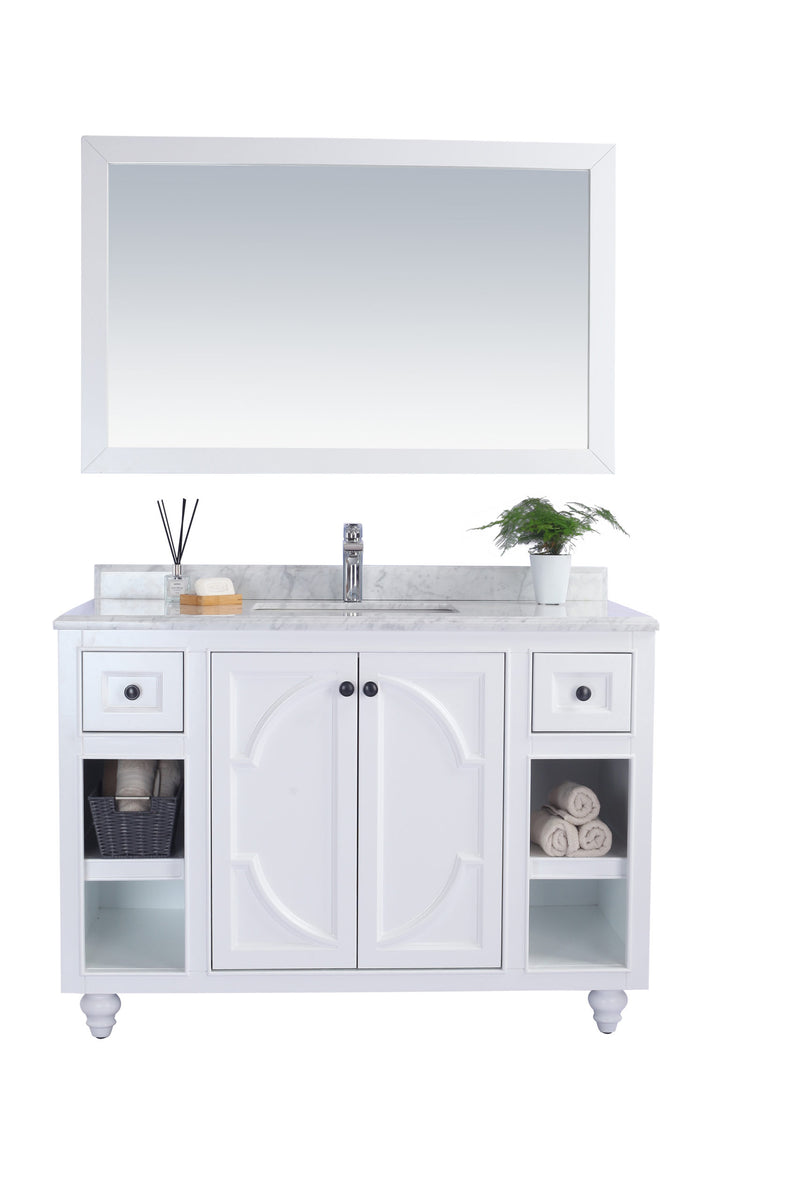 Laviva 313613-48W-WC Odyssey 48" White Bathroom Vanity with White Carrara Marble Countertop