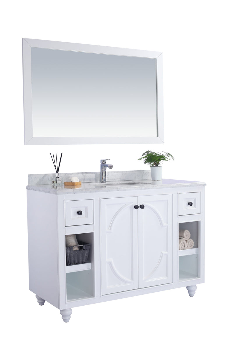 Laviva 313613-48W-WC Odyssey 48" White Bathroom Vanity with White Carrara Marble Countertop