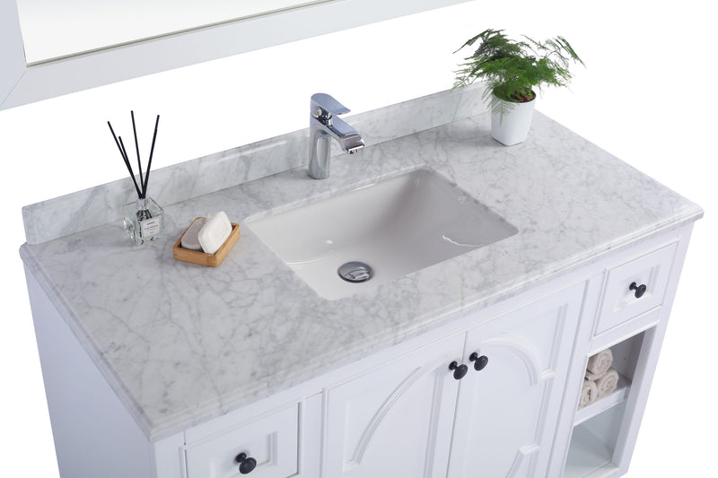 Laviva 313613-48W-WC Odyssey 48" White Bathroom Vanity with White Carrara Marble Countertop