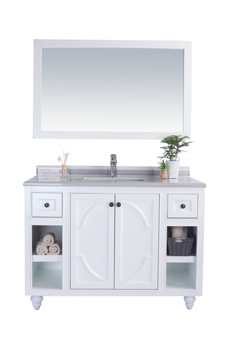 Laviva 313613-48W-WS Odyssey 48" White Bathroom Vanity with White Stripes Marble Countertop