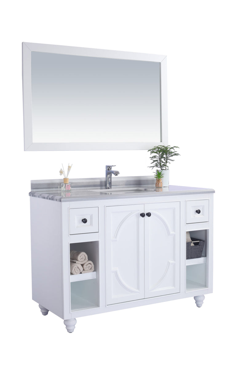 Laviva 313613-48W-WS Odyssey 48" White Bathroom Vanity with White Stripes Marble Countertop
