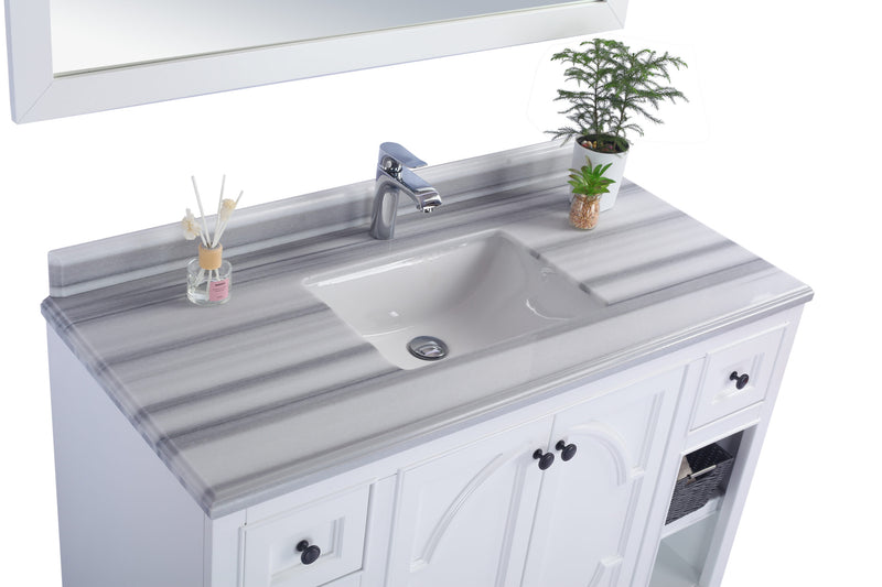 Laviva 313613-48W-WS Odyssey 48" White Bathroom Vanity with White Stripes Marble Countertop