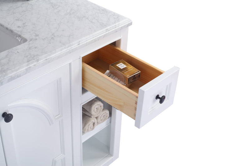 Laviva 313613-48W-WS Odyssey 48" White Bathroom Vanity with White Stripes Marble Countertop