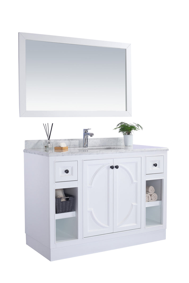 Laviva 313613-48W-WS Odyssey 48" White Bathroom Vanity with White Stripes Marble Countertop