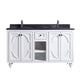 Laviva 313613-60W-BW Odyssey 60" White Double Sink Bathroom Vanity with Black Wood Marble Countertop