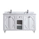 Laviva 313613-60W-WC Odyssey 60" White Double Sink Bathroom Vanity with White Carrara Marble Countertop