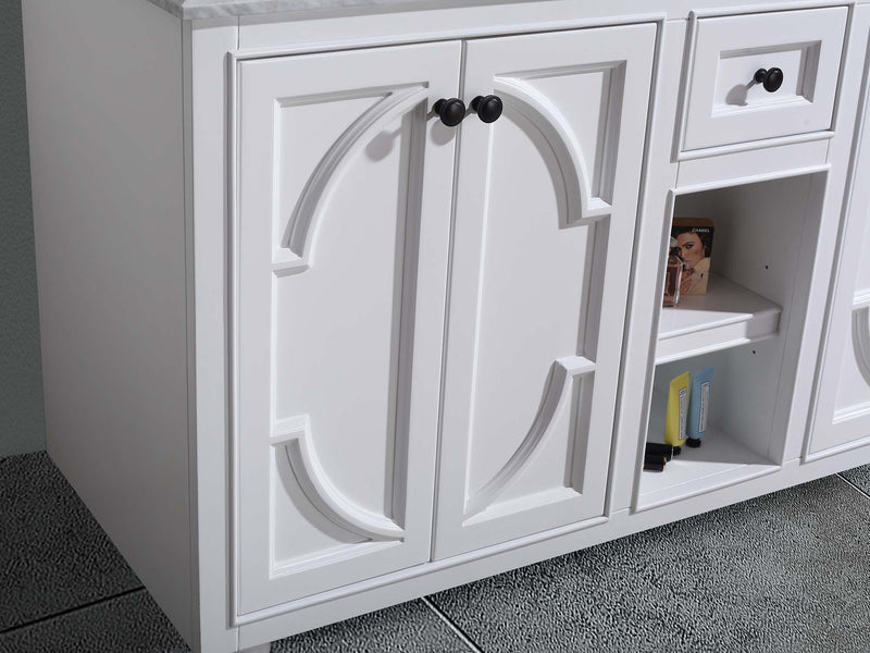 Laviva 313613-60W-WC Odyssey 60" White Double Sink Bathroom Vanity with White Carrara Marble Countertop