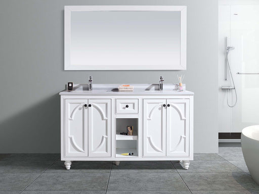Laviva 313613-60W-WS Odyssey 60" White Double Sink Bathroom Vanity with White Stripes Marble Countertop - view 2