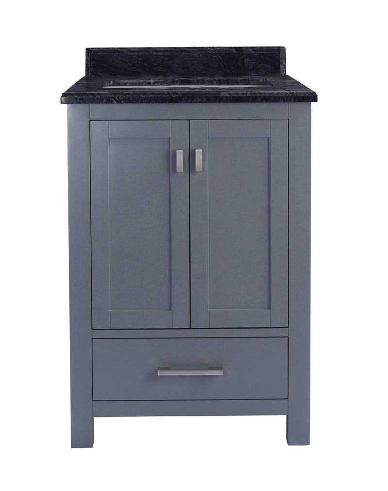 Laviva 313ANG-24G-BW Wilson 24" Grey Bathroom Vanity with Black Wood Marble Countertop