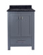 Laviva 313ANG-24G-BW Wilson 24" Grey Bathroom Vanity with Black Wood Marble Countertop