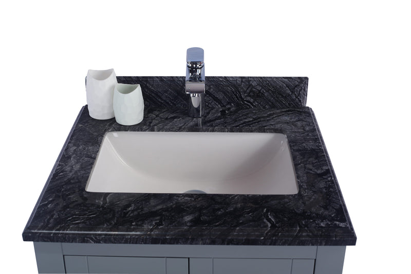 Laviva 313ANG-24G-BW Wilson 24" Grey Bathroom Vanity with Black Wood Marble Countertop