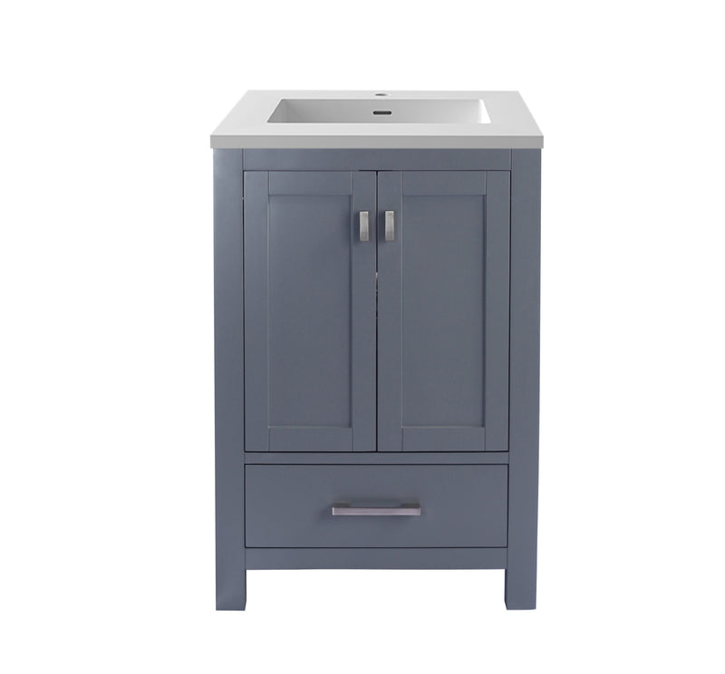 Laviva 313ANG-24G-MW Wilson 24" Grey Bathroom Vanity with Matte White VIVA Stone Solid Surface Countertop