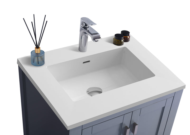Laviva 313ANG-24G-MW Wilson 24" Grey Bathroom Vanity with Matte White VIVA Stone Solid Surface Countertop
