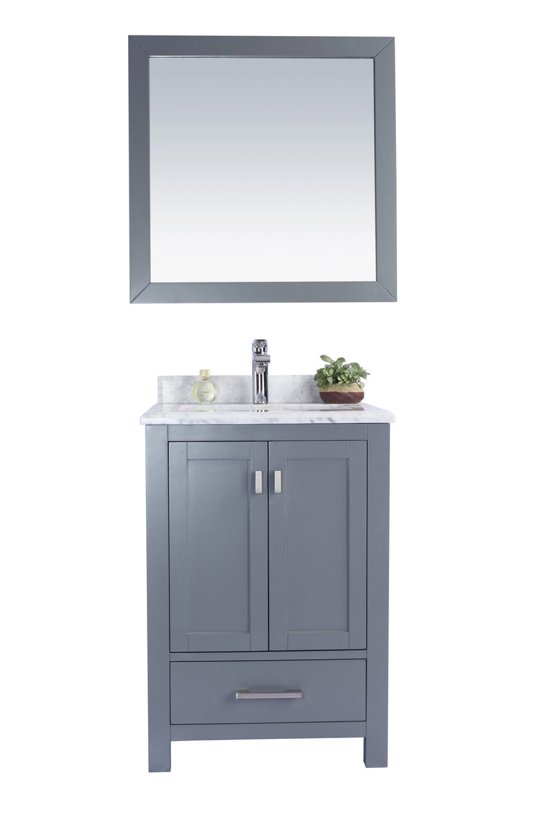 Laviva 313ANG-24G-WC Wilson 24" Grey Bathroom Vanity with White Carrara Marble Countertop