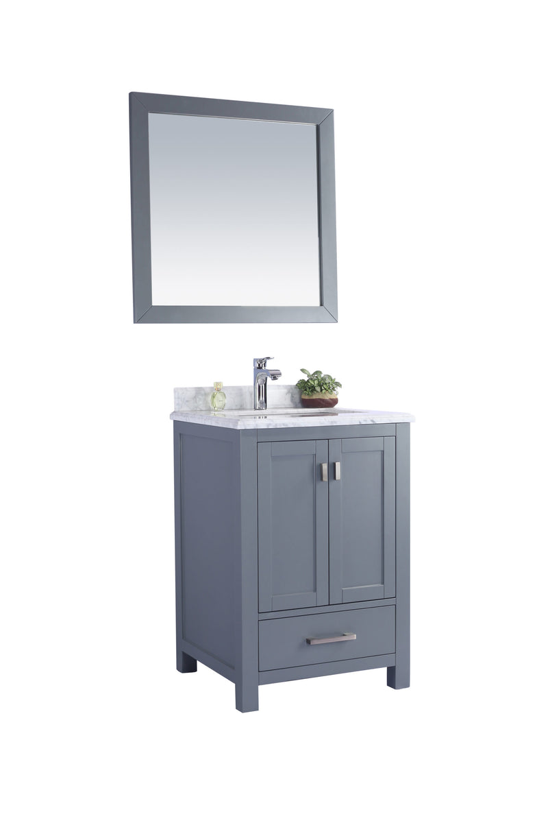 Laviva 313ANG-24G-WC Wilson 24" Grey Bathroom Vanity with White Carrara Marble Countertop