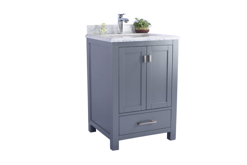 Laviva 313ANG-24G-WC Wilson 24" Grey Bathroom Vanity with White Carrara Marble Countertop