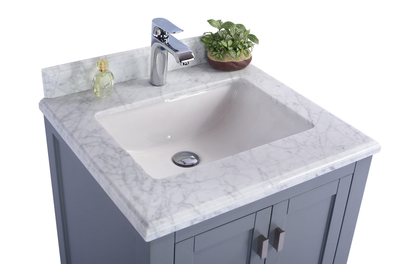 Laviva 313ANG-24G-WC Wilson 24" Grey Bathroom Vanity with White Carrara Marble Countertop