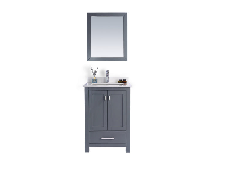 Laviva 313ANG-24G-WQ Wilson 24" Grey Bathroom Vanity with White Quartz Countertop