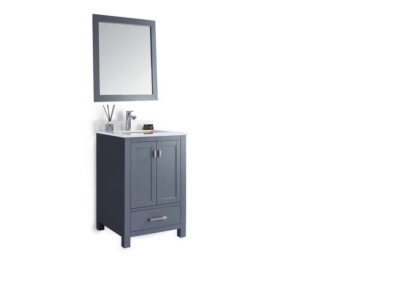Laviva 313ANG-24G-WQ Wilson 24" Grey Bathroom Vanity with White Quartz Countertop