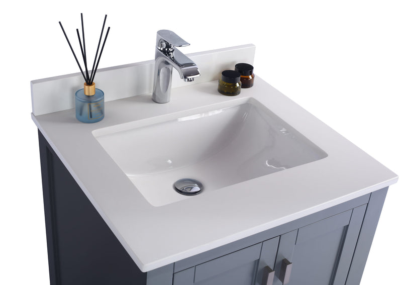 Laviva 313ANG-24G-WQ Wilson 24" Grey Bathroom Vanity with White Quartz Countertop