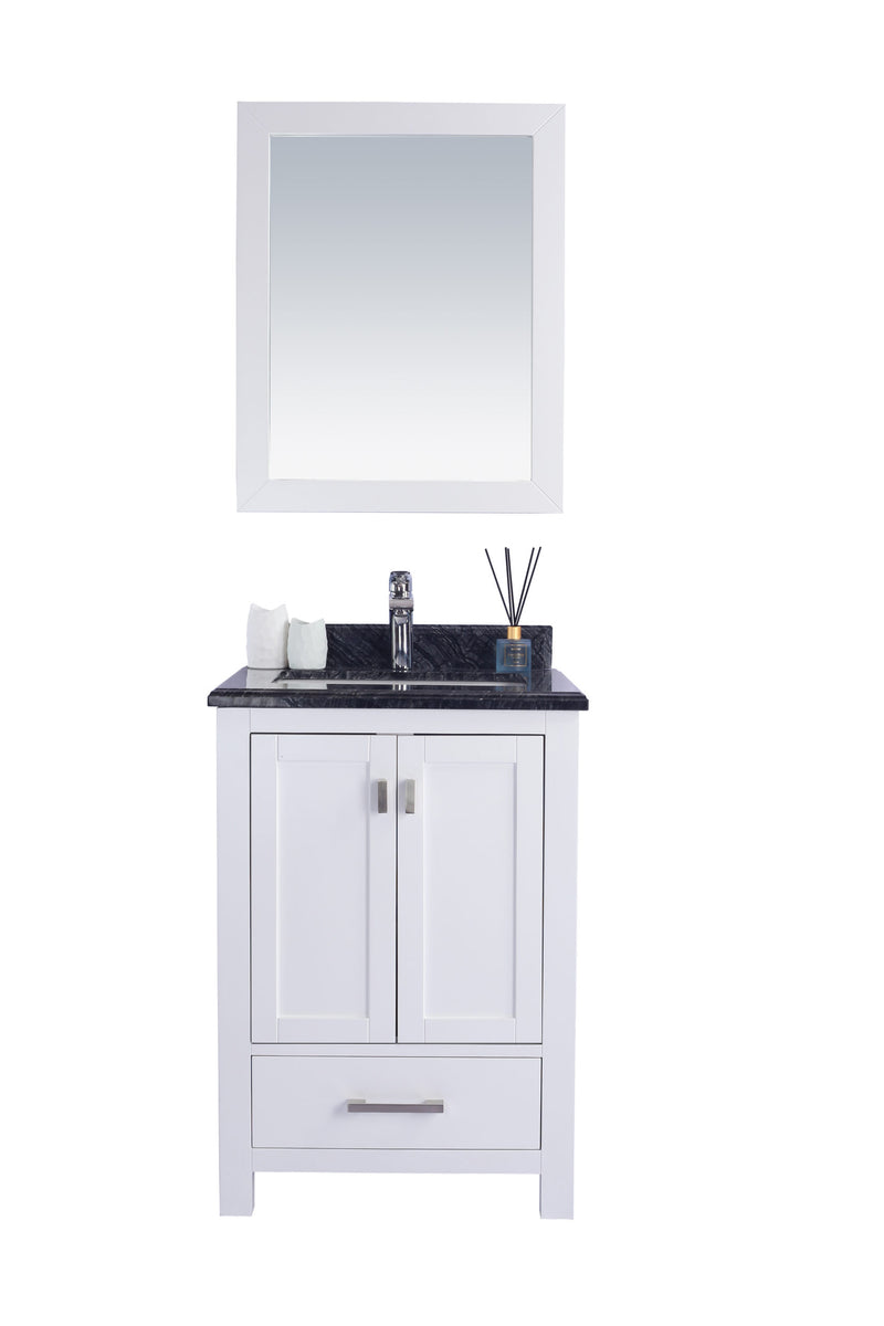 Laviva 313ANG-24W-BW Wilson 24" White Bathroom Vanity with Black Wood Marble Countertop