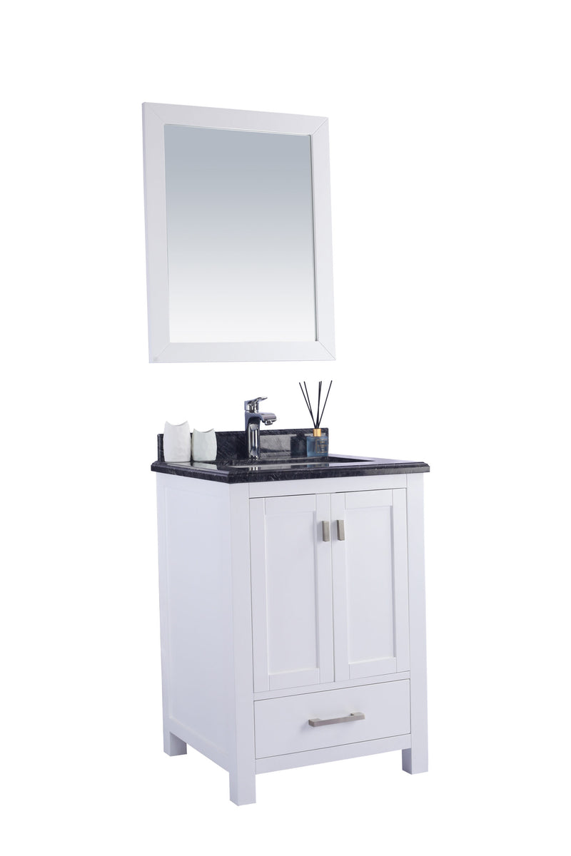 Laviva 313ANG-24W-BW Wilson 24" White Bathroom Vanity with Black Wood Marble Countertop