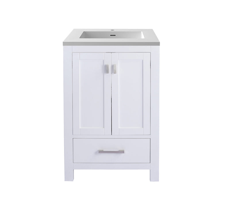 Laviva 313ANG-24W-MW Wilson 24" White Bathroom Vanity with Matte White VIVA Stone Solid Surface Countertop