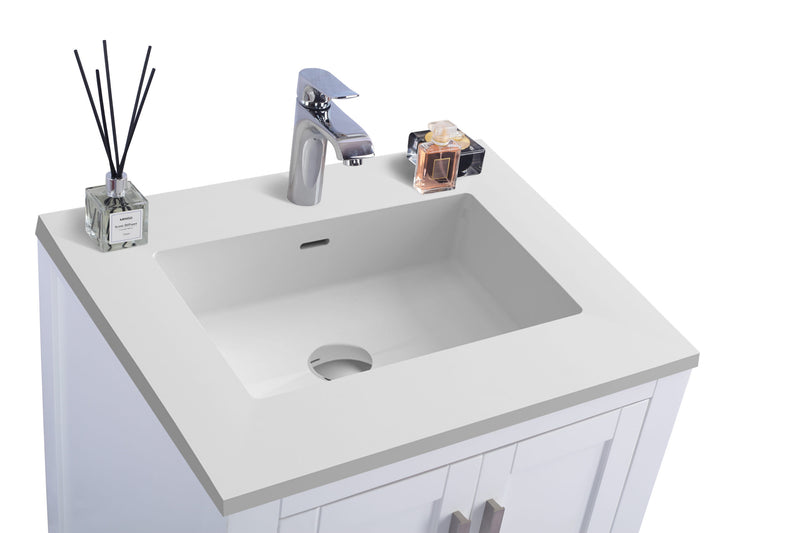 Laviva 313ANG-24W-MW Wilson 24" White Bathroom Vanity with Matte White VIVA Stone Solid Surface Countertop