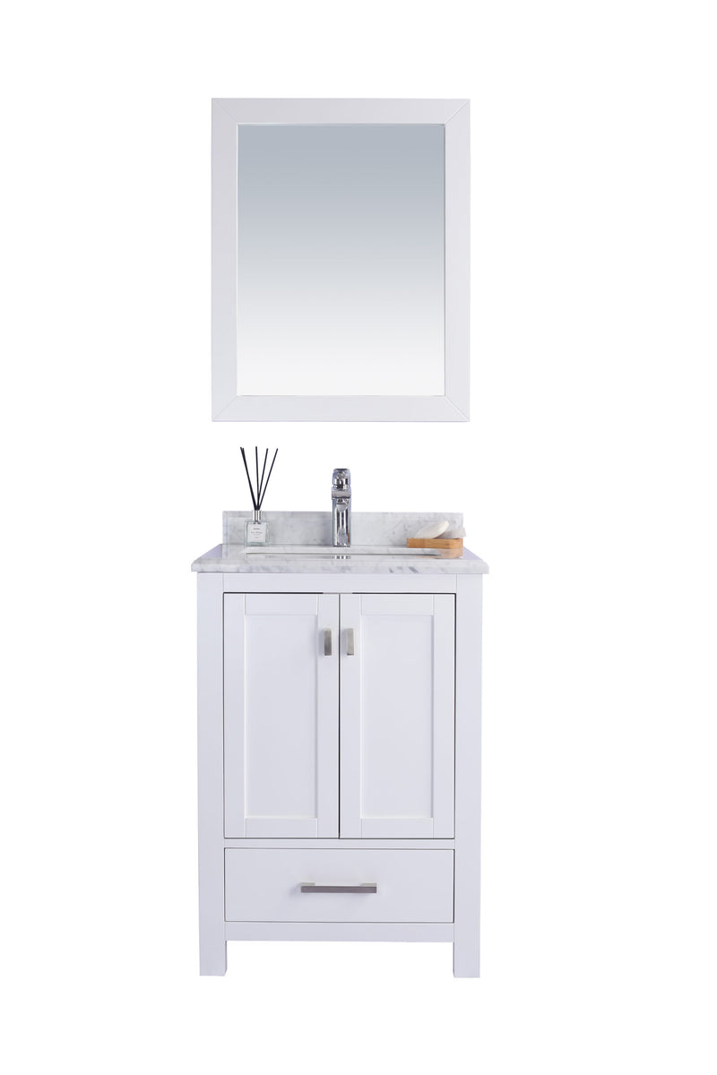 Laviva 313ANG-24W-WC Wilson 24" White Bathroom Vanity with White Carrara Marble Countertop