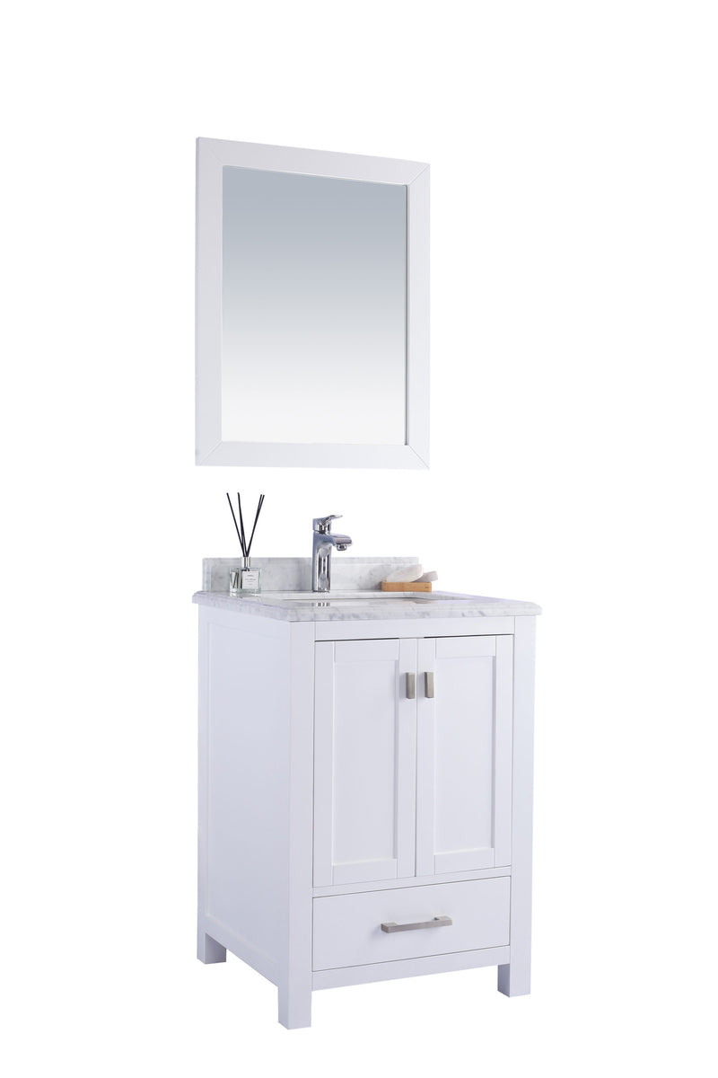 Laviva 313ANG-24W-WC Wilson 24" White Bathroom Vanity with White Carrara Marble Countertop