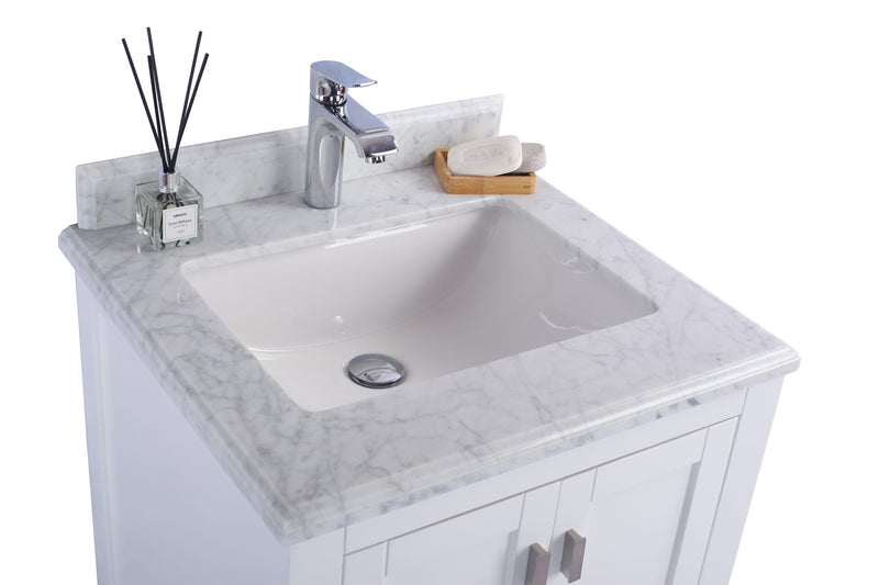 Laviva 313ANG-24W-WC Wilson 24" White Bathroom Vanity with White Carrara Marble Countertop