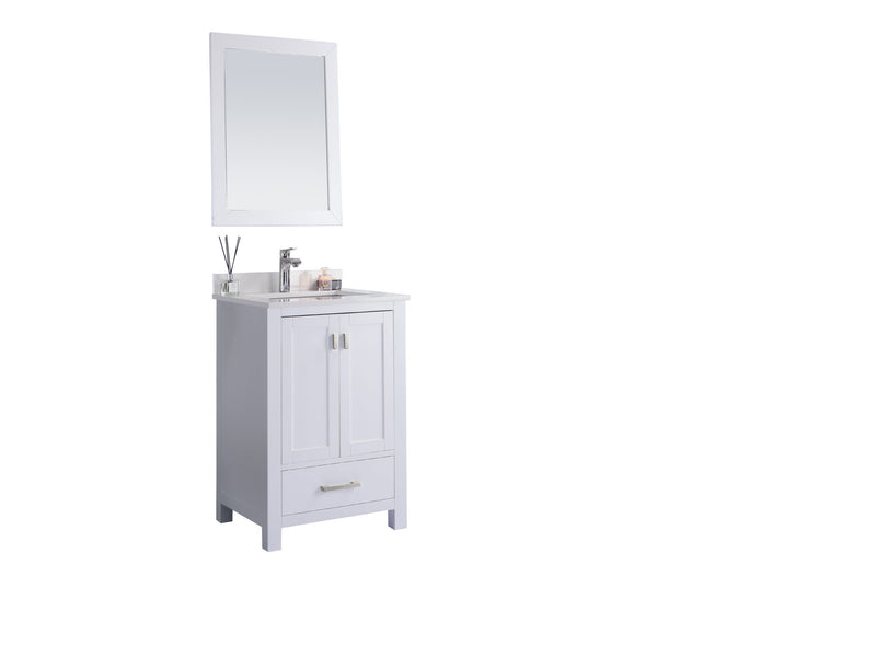 Laviva 313ANG-24W-WQ Wilson 24" White Bathroom Vanity with White Quartz Countertop