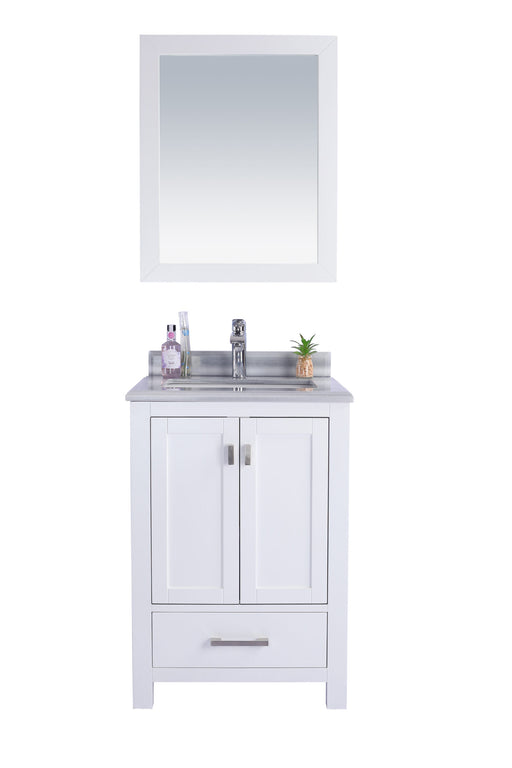 Laviva 313ANG-24W-WS Wilson 24" White Bathroom Vanity with White Stripes Marble Countertop