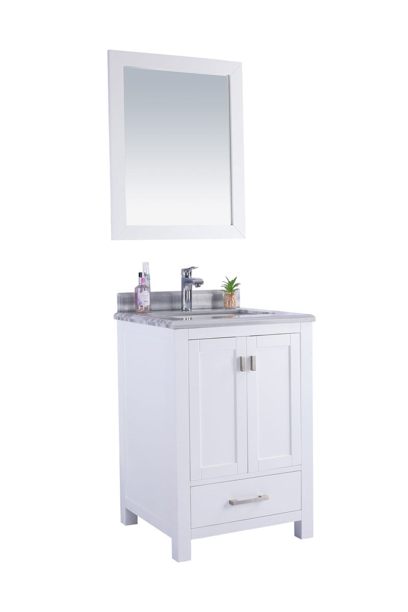 Laviva 313ANG-24W-WS Wilson 24" White Bathroom Vanity with White Stripes Marble Countertop - view 2