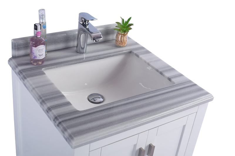 Laviva 313ANG-24W-WS Wilson 24" White Bathroom Vanity with White Stripes Marble Countertop - view 3