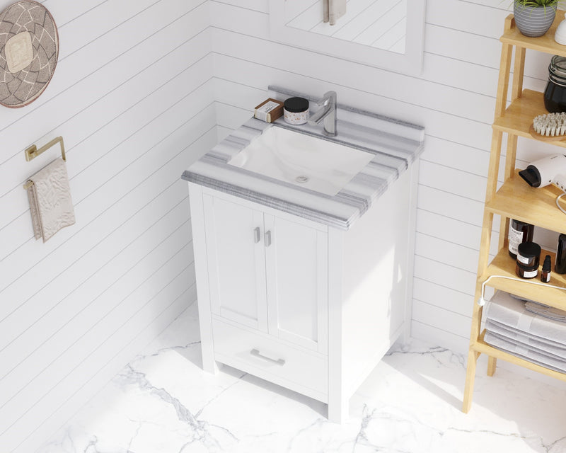 Laviva 313ANG-24W-WS Wilson 24" White Bathroom Vanity with White Stripes Marble Countertop - view 8