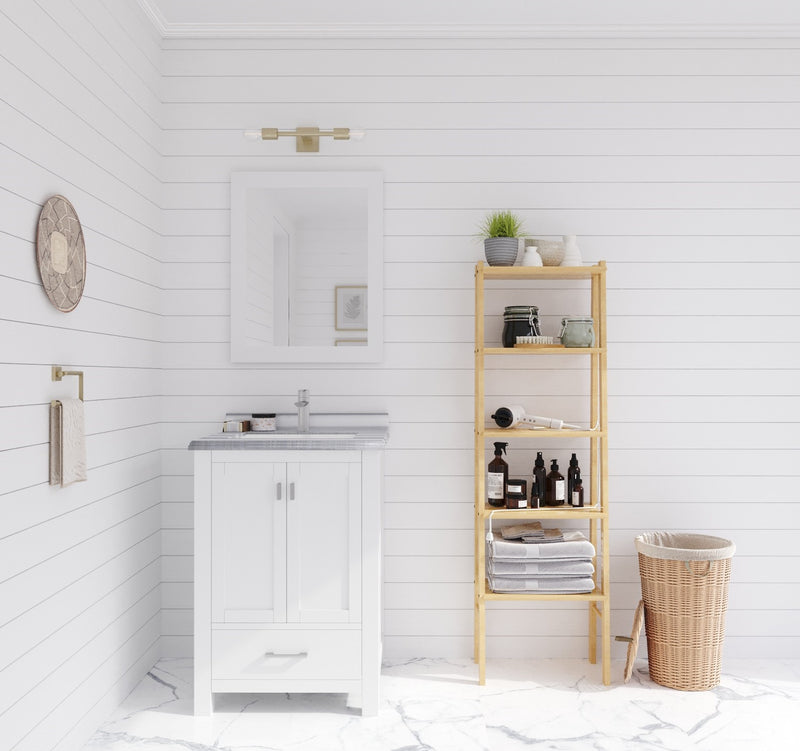 Laviva 313ANG-24W-WS Wilson 24" White Bathroom Vanity with White Stripes Marble Countertop - view 9