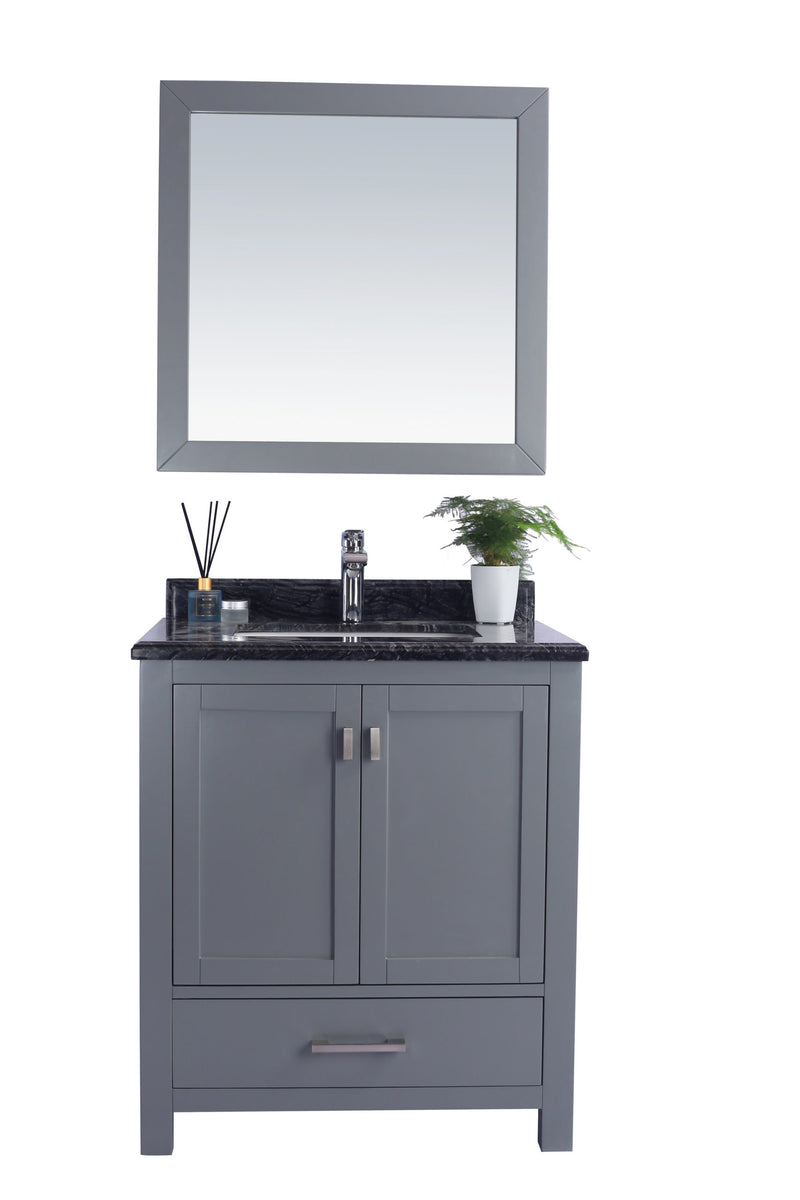Laviva 313ANG-30G-BW Wilson 30" Grey Bathroom Vanity with Black Wood Marble Countertop