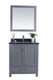Laviva 313ANG-30G-BW Wilson 30" Grey Bathroom Vanity with Black Wood Marble Countertop