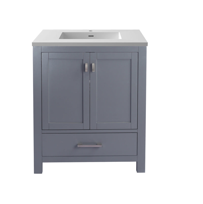 Laviva 313ANG-30G-MW Wilson 30" Grey Bathroom Vanity with Matte White VIVA Stone Solid Surface Countertop
