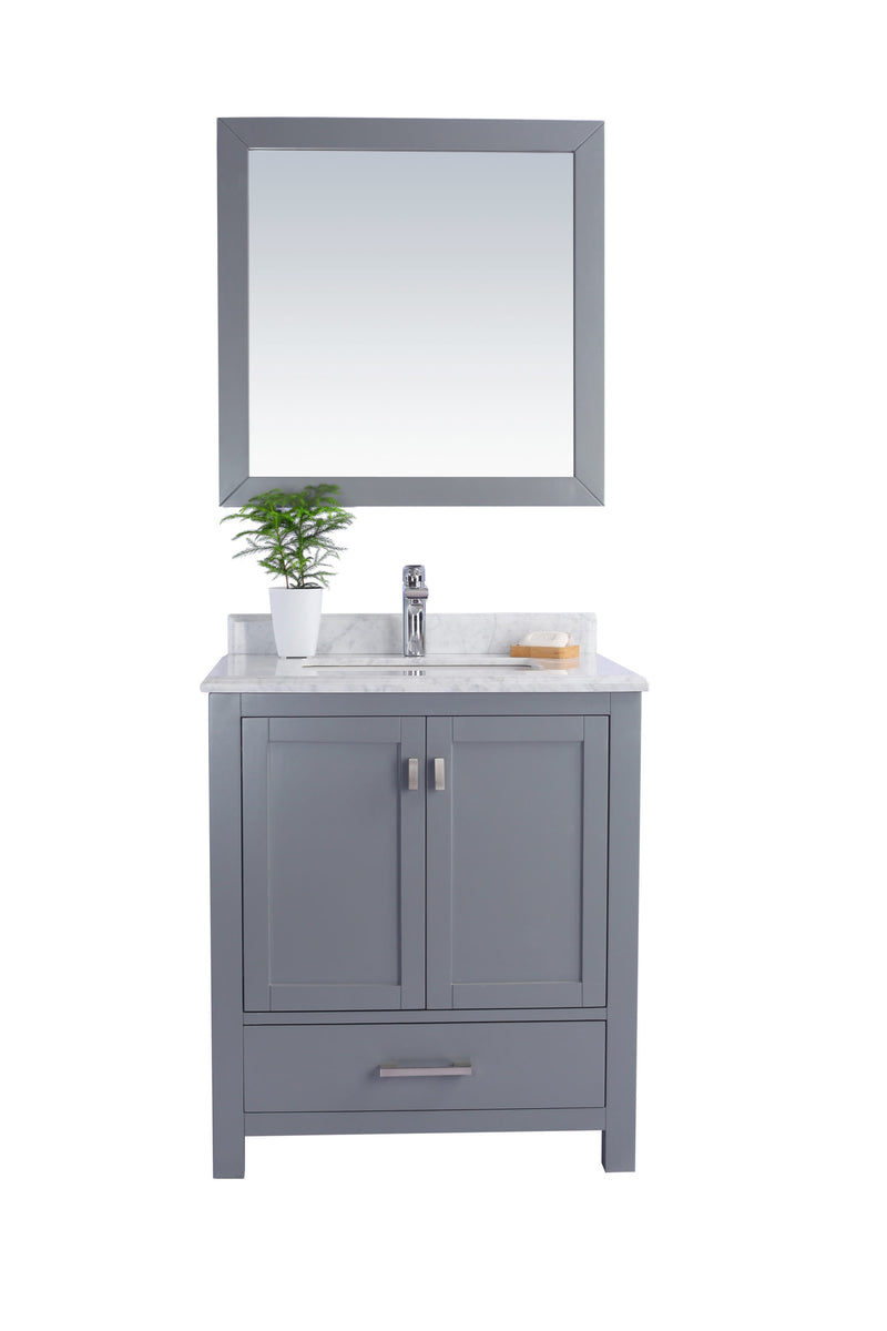 Laviva 313ANG-30G-WC Wilson 30" Grey Bathroom Vanity with White Carrara Marble Countertop